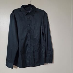 Shield X Flex Mens Large Slim Fit Deep Green Long Sleeve Button Up Collared